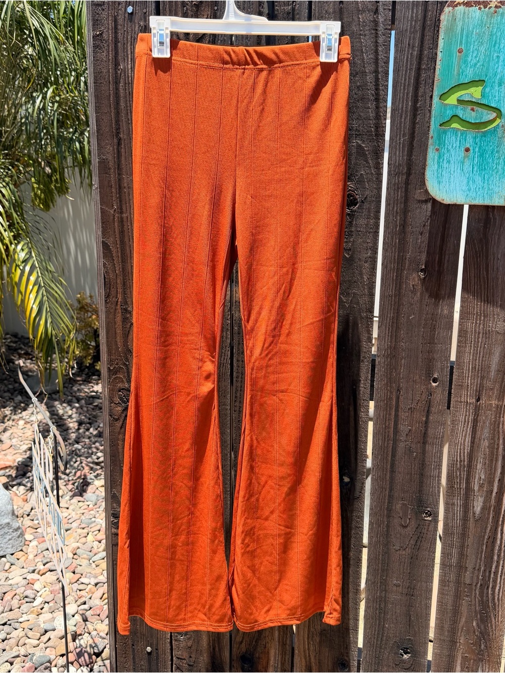 SHEIN Rust Orange Boot-Cut Knit Pants